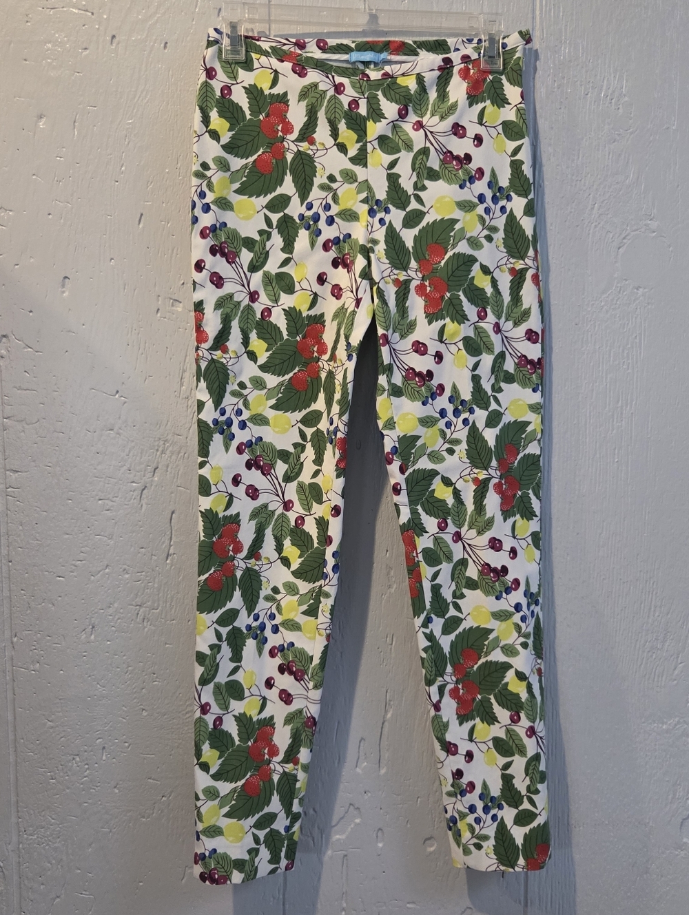J.McLaughlin Fruit Floral Print Leggings - White with Red, Green, Yellow & Blue